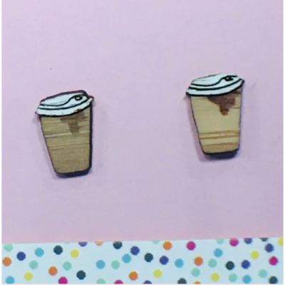 Coffee Bamboo Studs by Milk Thieves