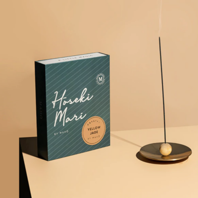 MAHO Hoseki Mari Yellow Jade Crystal and Brass Burner