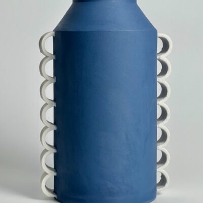 Blue and White Scallop Vase by Susan Chen