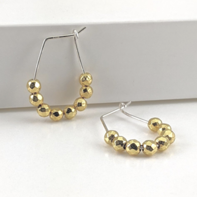 Georgina Dunn Jewellery - Golden hematite round bead hoop earrings