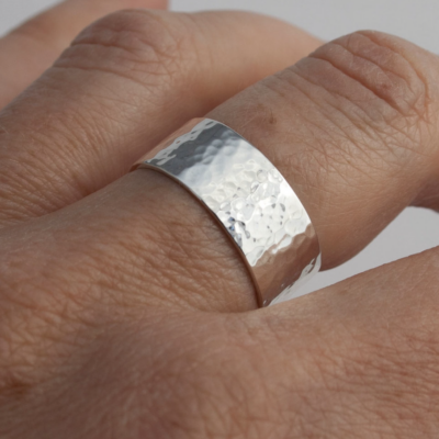 Georgina Dunn Jewellery - Wide hammered band - flat