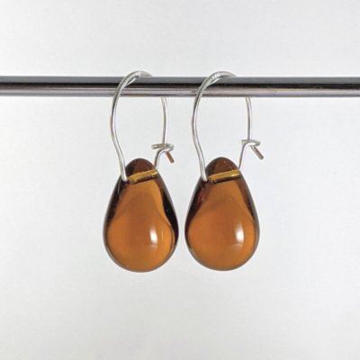 Georgina Dunn Jewellery - Dark Amber coloured teardrop earrings