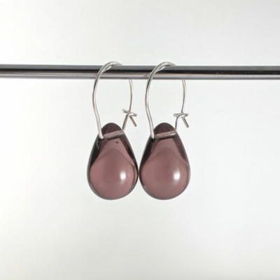 Georgina Dunn Jewellery - Amethyst coloured glass teardrop earrings
