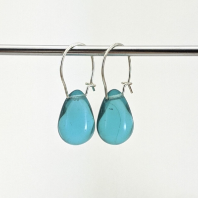 Georgina Dunn Jewellery - Light Aqua glass teardrop earrings