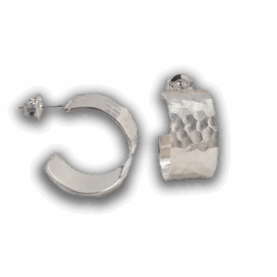 Georgina Dunn Jewellery - Wide dented brushed hoop earrings - medium