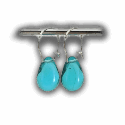 Georgina Dunn Jewellery - Light Aqua glass teardrop earrings