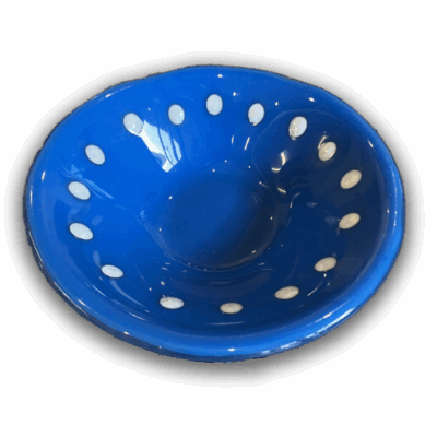 Gelato Glass Bowl in Blue with White Dots