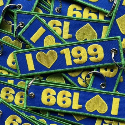 I Heart 199 Embroidered Keychain