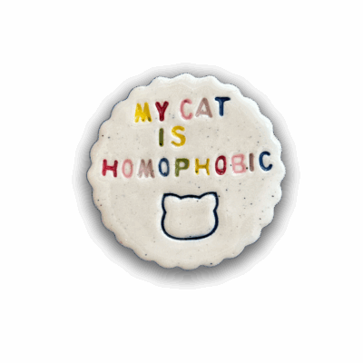 My Cat Is Homophobic Magnet (medium) by Handy Andie Ceramics