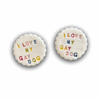 I Love My Gay Dog Magnet (small) by Handy Andie Ceramics